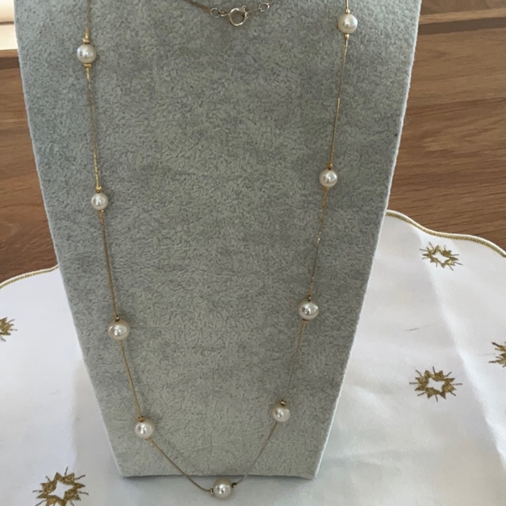 Korea Faux Pearl Gold Tone Strand Necklace - Picture 2 of 5